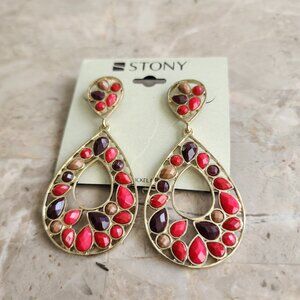 Stony Door Knocker Multi-Colored Fashion Earrings
